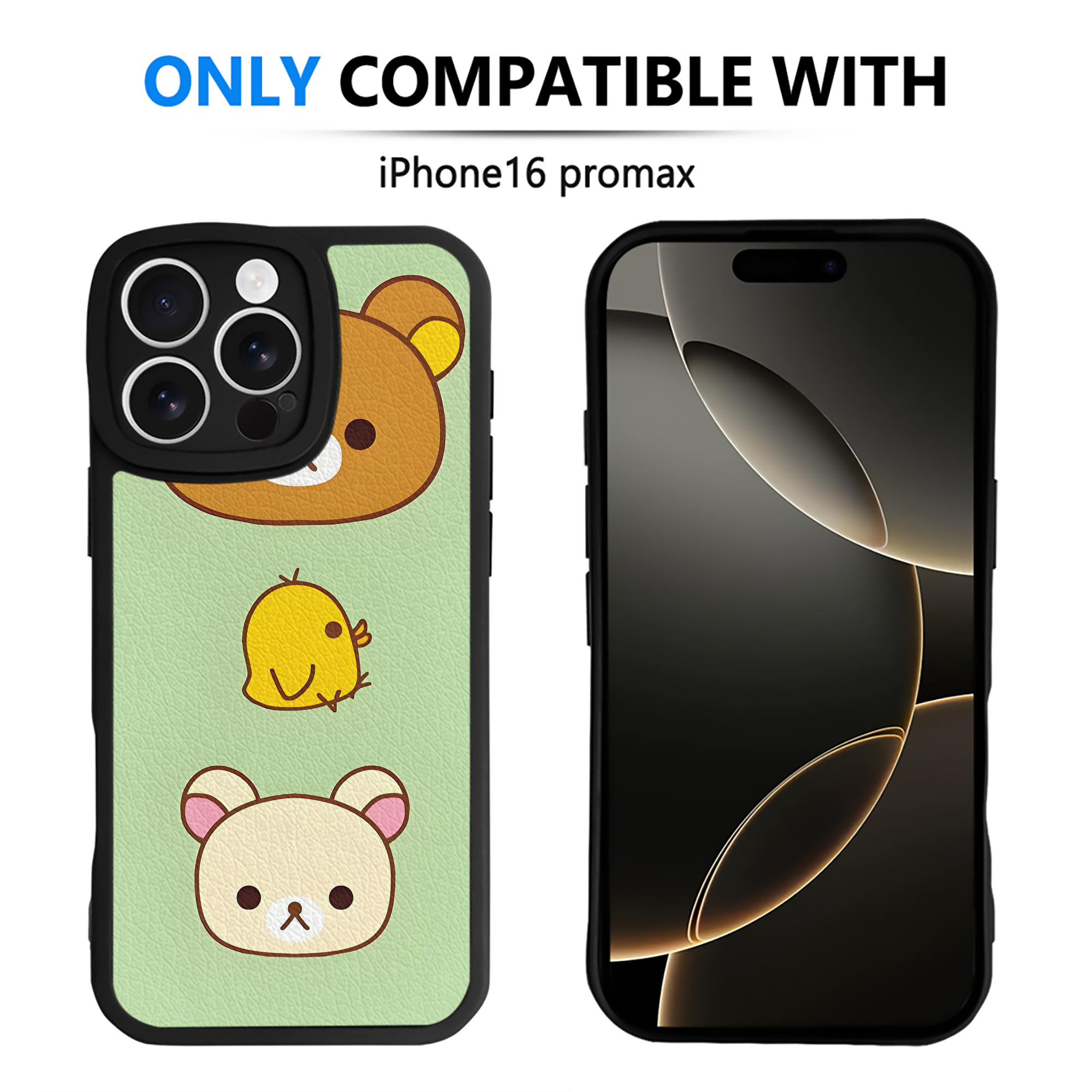 （画像用） リラックマ リラックマ キイロイトリ Rilakkuma Korilakkuma Kiiroitori 【iPhone 16シリーズ対応】シリコンスマホケース（レザー調） 材質：シリコン